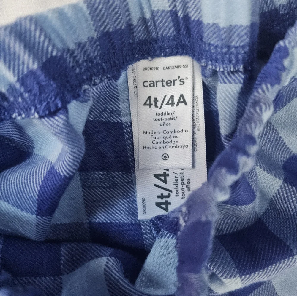 Carter's Blue Plaid Kids Pajama Set- 4T